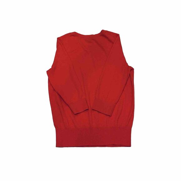 Ann Taylor Holiday Sweater Red Crew Neck 3/4 Sleeve Knit Xmas Buttons Sz Med - Picture 4 of 5